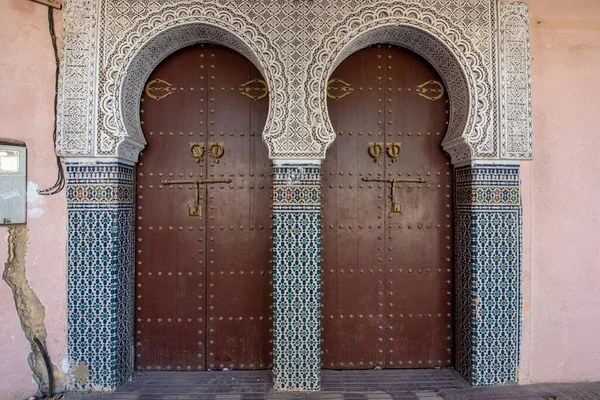 Traditionell Marockansk Stil Design Gammal Trä Entré Dörr Den Gamla — Stockfoto