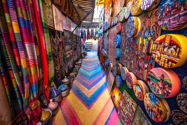 Fez Marocco 2020 Strada Colorata Dipinta Nella Medina Della Città — Foto Stock