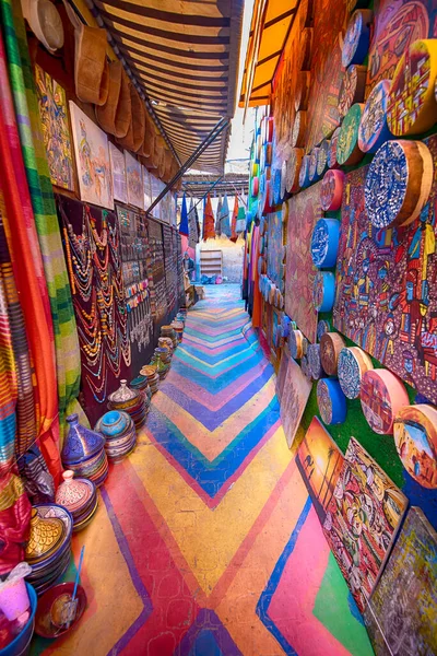 Fez Marocco 2020 Strada Colorata Dipinta Nella Medina Della Città — Foto Stock