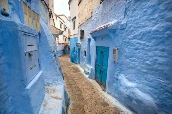 Hermosa Vista Ciudad Azul Chefchaouen Marruecos Medina Detalles Arquitectónicos Tradicionales — Foto de Stock