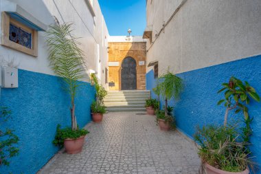 Rabat, Fas. Udayas Kasbah (Kasbah des Oudaias) antik kalesi, UNESCO Dünya Mirası Statüsü ve turistler arasında çok ünlü bir yer.
