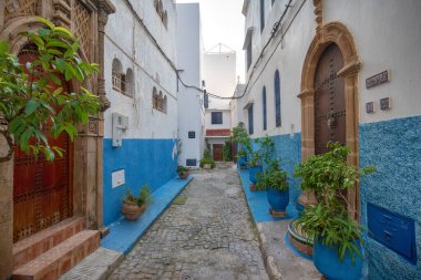 Rabat, Fas. Udayas Kasbah (Kasbah des Oudaias) antik kalesi, UNESCO Dünya Mirası Statüsü ve turistler arasında çok ünlü bir yer.