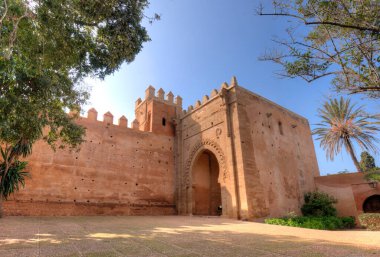 Chellah giriş kapısı. Chellah ya da Sala Colonia, Rabat, Fas 'ta bulunan bir ortaçağ mezarlığıdır. Rabat, Afrika 'nın Fas' ın başkentidir. Eski kalıntılar ve tarihle dolu bir park.