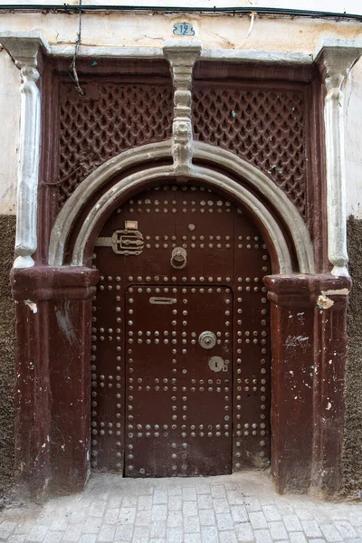 Rabat Maroc Design Traditionnel Marocain Une Ancienne Porte Entrée Bois — Photo