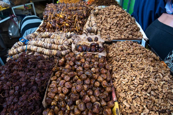 Stapels Traditionele Specerijen Souk Markt Medina Van Marrakech Marokko Selectie — Stockfoto