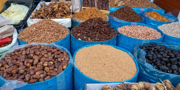 Stapels Traditionele Specerijen Souk Markt Medina Van Marrakech Marokko Selectie — Stockfoto