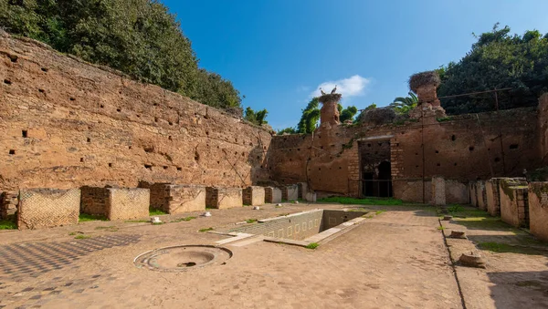 Old Ruins Arches Chellah Sala Colonia Medieval Fortified Necropolis Located — Stock Photo, Image