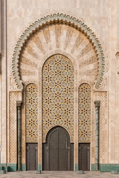 Casablanca Morocco Hassan Mosque Ornate Exterior Brass Door Hassan Mosque — Stock Photo, Image