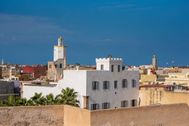 El Jadida, Fas 'taki Mazagan manzarası. Eski şehrin etrafındaki şehir duvarı. UNESCO Dünya Mirası olarak kayıtlı Portekiz tahkim edilmiş bir liman kentidir.. 