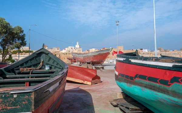 Vista Barcos Antiguos Barcos Mazagan Jadida Marruecos Muro Ciudad Alrededor — Foto de Stock