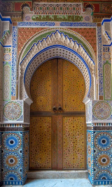 Design Traditionnel Marocain Une Ancienne Porte Entrée Bois Dans Ancienne — Photo