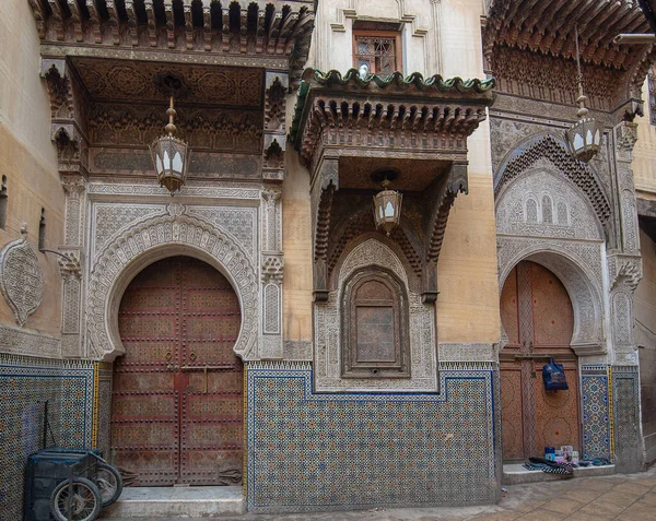 Fes Marocco Novembre 2019 Porta Cancello Del Cortile Interno Della — Foto Stock