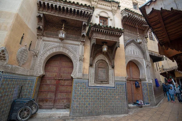 Fes Marocco Novembre 2019 Porta Cancello Del Cortile Interno Della — Foto Stock