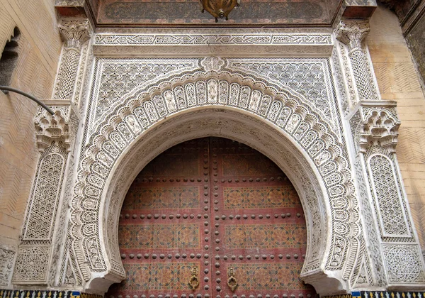 Design Traditionnel Marocain Une Ancienne Porte Entrée Bois Dans Ancienne — Photo