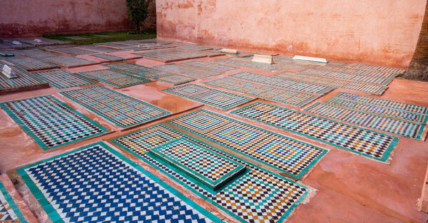 The Saadian Tombs. These tombs are sepulchres of Saadi Dynasty members. Top landmark and sightseeing in Marrakech, Morocco ( Marrakesh , Maroc )