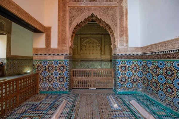 Marrakech Maroko Ledna 2019 Uvnitř Saadian Tombs Tyto Hrobky Jsou — Stock fotografie