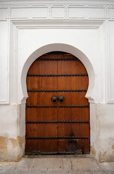 Traditional Moroccan Style Design Ancient Wooden Entry Door Old Medina — Stock Photo, Image