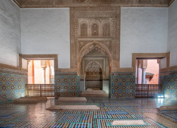 Marrakech Morocco January 2019 Interior Saadian Tombs Tombs Sepulchres Saadi — Stock Photo, Image