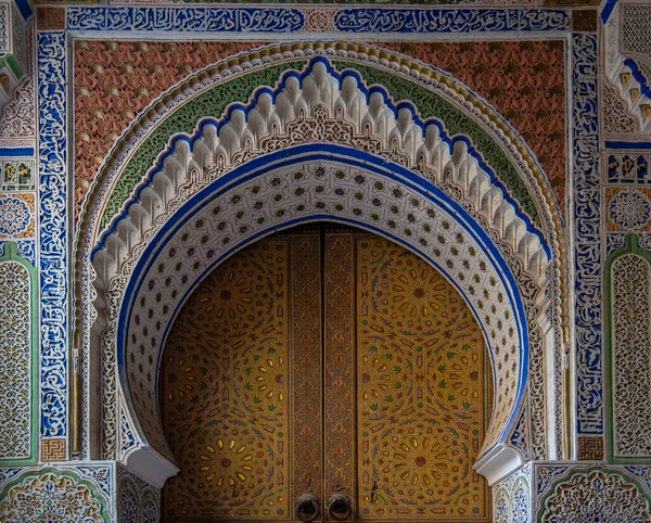 Traditional Moroccan Style Design Ancient Wooden Entry Door Old Medina — Stock Photo, Image