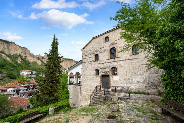 Melnik Bulgarien Traditionelle Alte Bulgarische Kirche Und Häuser Melnik Der — Stockfoto