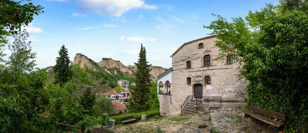 Melnik Bulgarien Traditionelle Alte Bulgarische Kirche Und Häuser Melnik Der — Stockfoto