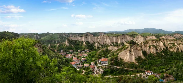 Panorama Melnik Bulgaria Piramidi Sabbia Dall Alto Bellissimo Paesaggio Della — Foto Stock