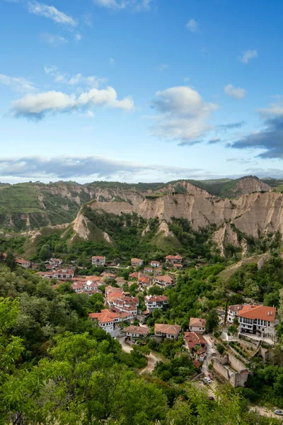 Panorama Von Melnik Bulgarien Und Sandpyramiden Von Oben Schöne Landschaft — Stockfoto