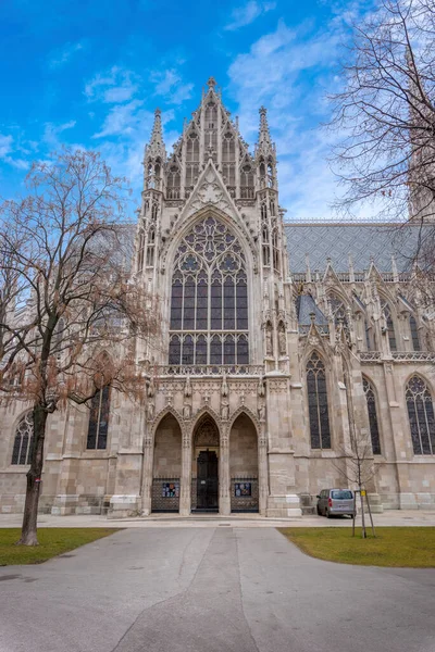 Słynny Neogotycki Kościół Wotywny Votivkirche Ringstrasse Drugi Wysokości Kościół Wiedniu — Zdjęcie stockowe