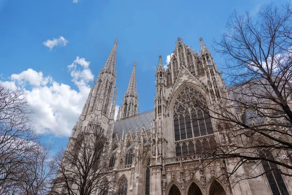 Słynny Neogotycki Kościół Wotywny Votivkirche Ringstrasse Drugi Wysokości Kościół Wiedniu — Zdjęcie stockowe