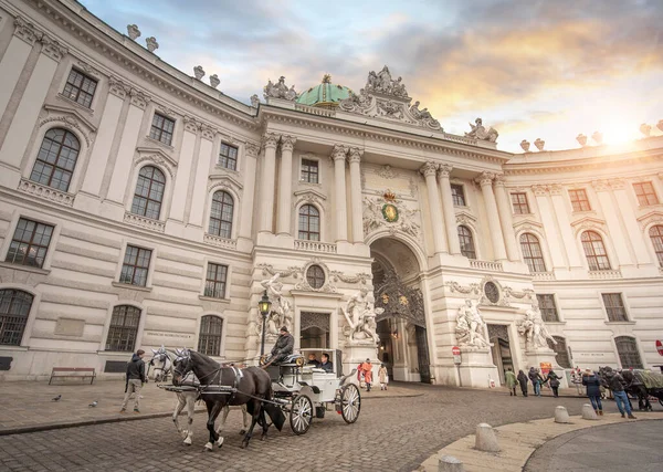 Vienna Austria 2020 Imperial Hofburg Palace Pedestrian Zone Herrengasse Sunset — Stock Photo, Image