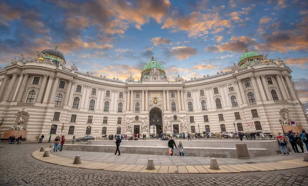 Vídeň Rakousko 2020 Hofburgský Palác Pěší Zóna Herrengasse Při Západu — Stock fotografie