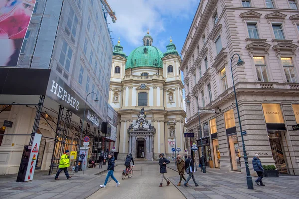 Viena Austria 2020 Peterskirche Famosa Parroquia Católica Barroca San Pedro —  Fotos de Stock