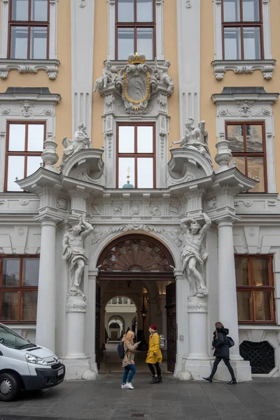 Viena Austria 2020 Puerta Principal Fachada Barroca Del Palacio Kinsky —  Fotos de Stock