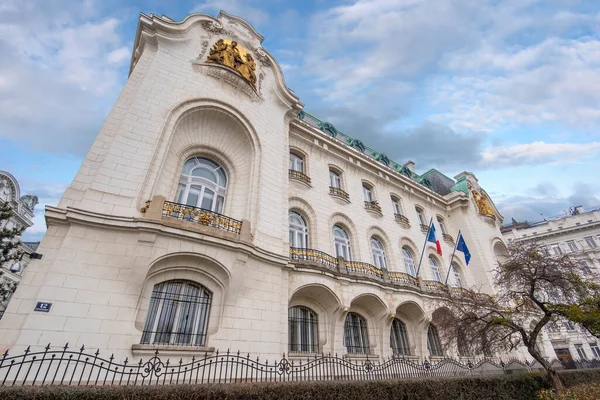 奥地利维也纳 2020年3月11日 契丹娜 Georges Chedanne 设计的法国新艺术馆大楼 建于1904年 旨在美化法国与伟大的奥匈帝国之间的关系 — 图库照片