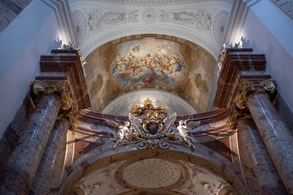 Viena Áustria 2020 Karlskirche Charles Church Interior Uma Igreja Barroca — Fotografia de Stock