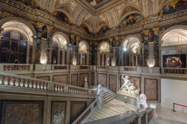 Viyana, Avusturya - 15.02.2020: Sanat Tarihi Müzesi (Kunsthistorisches Museum). Wien 'deki en büyük ve en eski müze. Barok Sarayı