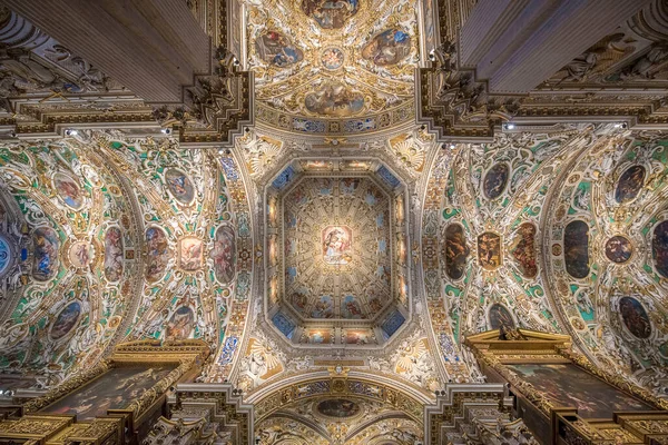 stock image Bergamo, Italy - 20.01.2020: Interior of Basilica di Santa Maria Maggiore. The church is Romanesque architecture , decoration is Baroque renovation. Top landmark in Citta Alta. Panorama