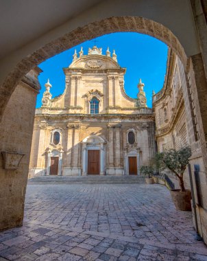 Eski Monopoli, Puglia, İtalya 'daki Maria Santissima della Madia Katedrali (Basilica Cattedrale Maria Santissima della Madia). Apulia Bölgesi