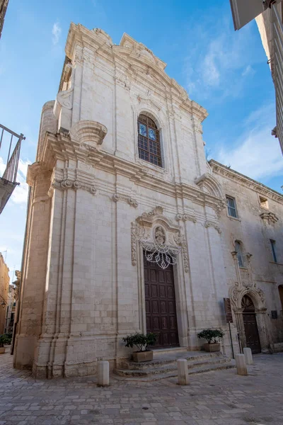 stock image Monopoli, Puglia, Italy - 01 March, 2019: Facade of Church ( Chiesa) of San Leonardo in the old town. A region of Apulia