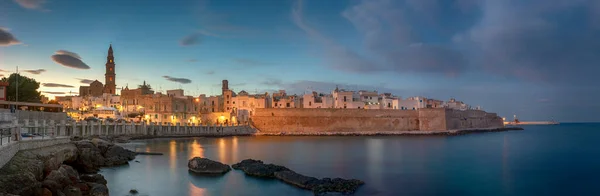 Panorama Tramonto Del Porto Monopoli Nella Città Metropolitana Bari Nella — Foto Stock