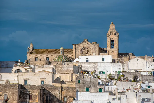 Panorama Ostuni Puglia Italy Picturesque Old Town Roman Catholic Cathedral — Stock Photo, Image