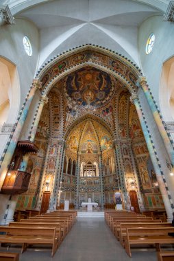 Lecce, Puglia, İtalya - 18 Mart 2019: Fulgentius Kilisesi Kilisesi (Chiesa Sant Antonio a Fulgenzio). İnanılmaz güzel boyalı tavan