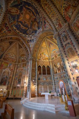 Lecce, Puglia, İtalya - 18 Mart 2019: Fulgentius Kilisesi Kilisesi (Chiesa Sant Antonio a Fulgenzio). İnanılmaz güzel boyalı tavan