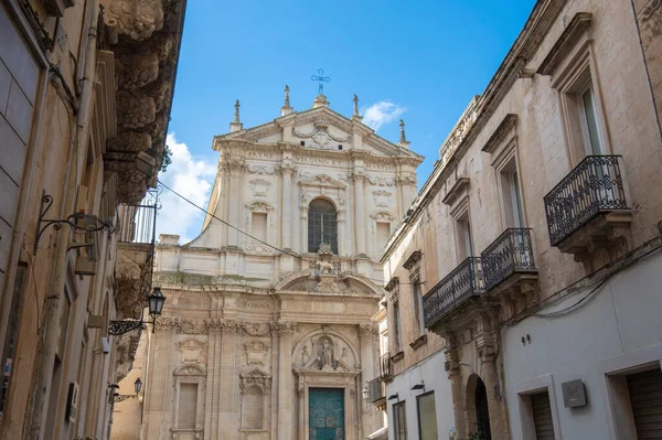 Facade Ancient Baroque Church Santa Irene Historical Center Old Town — Stock Photo, Image