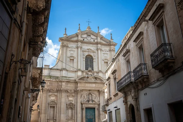 Facade Ancient Baroque Church Santa Irene Historical Center Old Town — Stock Photo, Image