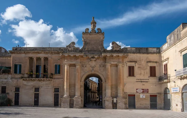 Lecce Puglia Italy March 2020 Porta San Biagio Gate Piazza — Stock Photo, Image