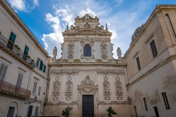 Fachada Iglesia Chiesa Maria Del Carmine Antigua Ciudad Barroca Lecce — Foto de Stock