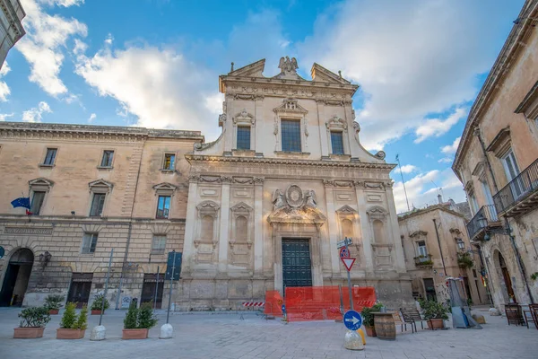 Lecce Puglia Italië Maart 2019 Gevel Van Katholieke Kerk Van — Stockfoto