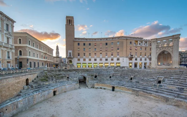 Lecce Puglia Itália Março 2019 Vista Panorâmica Anfiteatro Romano Anfiteatro — Fotografia de Stock