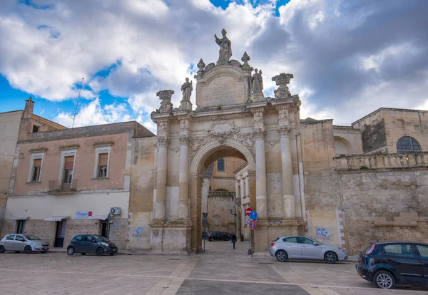 Lecce Puglia Italia Marzo 2019 Fachada Porta Rudiae Que Conduce — Foto de Stock